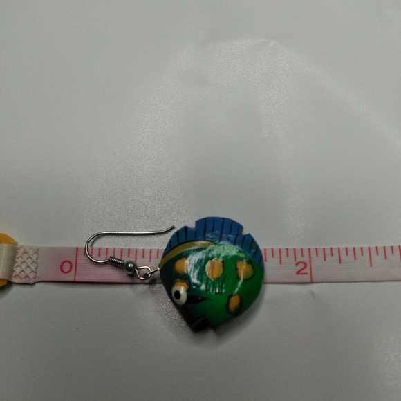 5/$25 Handcrafted Painted Wood Fish Earrings - Picture 2 of 3